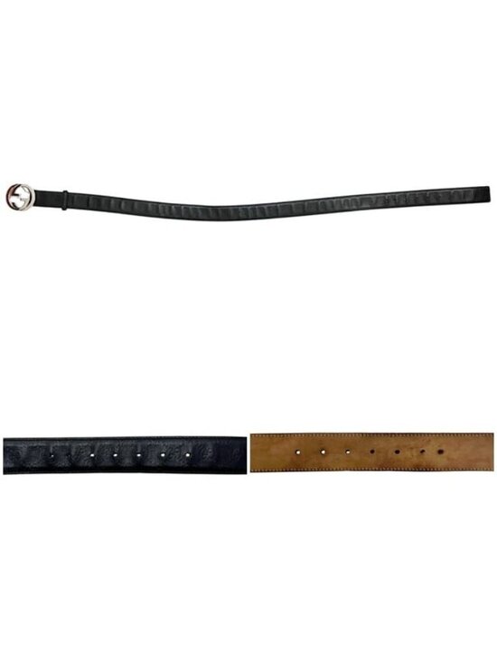 Gucci Belt Black Interlocking 95 38 Waist 100 40 Leather GG Logo Buckle main image 9